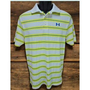 Under Armour Mens Yelllow Striped Polo Small